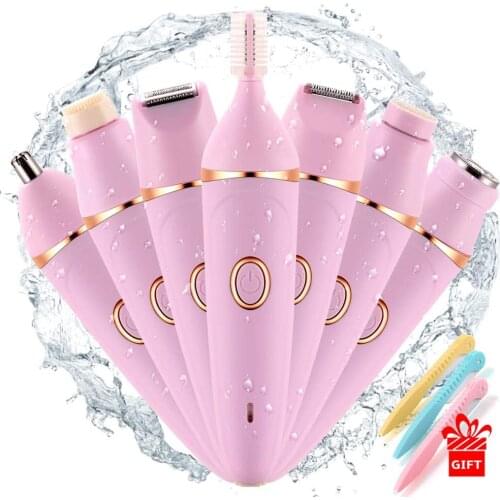 7 in1 Painless Electric Razor for Eyebrow, Nose,Underarm,Arms, Legs and Bikini Line, Waterproof Personal Facial Hair Removal
