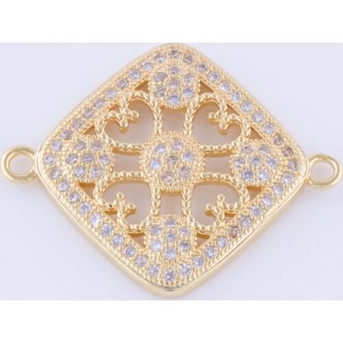 5 pieces Shining Zircon Heart Flower Charms Connectors For Bracelet Bijoux Copper Micro Pave Czech Charms Wholesale