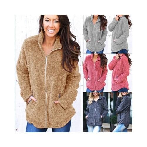 A large number of spot cross-border European and American womens autumn/winter hot style zipper warm jackets double-sided Mao W