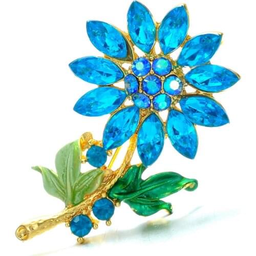 Fashion Wedding Plant Flower Brooch Pins Rhinestone Crystal Brooch Scarf Hat Accessories Vintage Women Jewelry Gifts