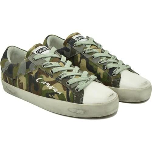 CANGMA Luxury Brand Womens Designer Casual Shoes Platform Sneakers For Girls Camouflage Green Canvas Shoes Flats Female