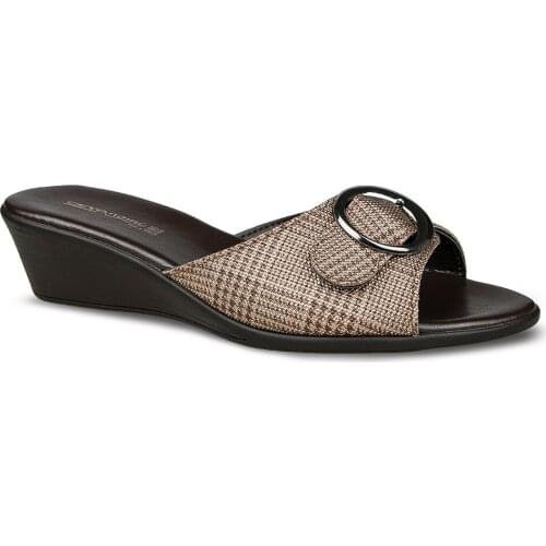 CEYO CORSARA-2 Women Slippers Slipper Casual Artifical Leather Brown Black Homewear Home Wear Winter