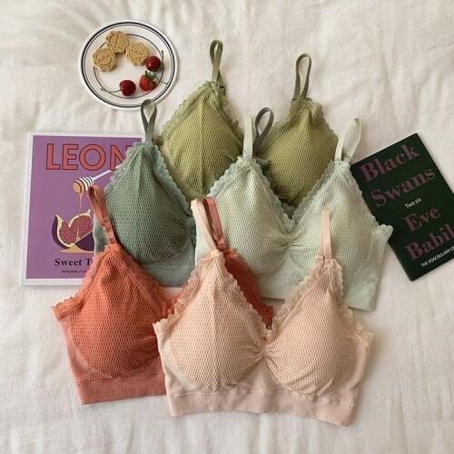 Women Crop Tops Lace Tank Top Caims Sexy Underwear Ladies V Neck Lingerie Tops Lingerie Wireless Bralette Padded Camisole