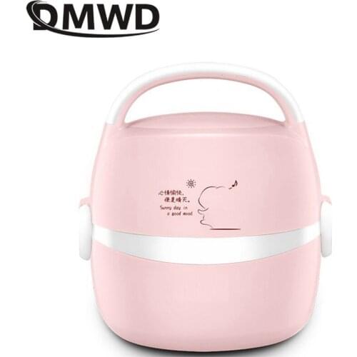 DMWD 1.3L Multifunctional Rice Cooker Electric Lunch Box Food Heater 220V With Tableware /Portable Bag/Measuring Cup/Egg Rack