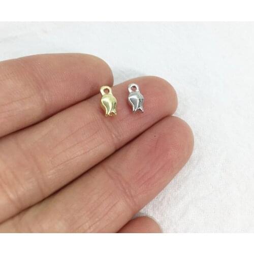 Eruifa 20pcs 4*5mm Mini Flower Zinc Alloy Jewelry DIY Charms Pendant Necklace, Earring Bracelet 2 Colors