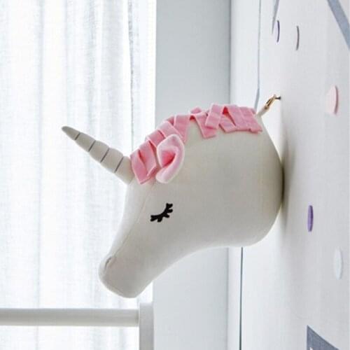 Animal Head Wall Plush Doll Elephant Deer Wall Mount Stuffed Plush Toys for Kids Bedroom Decoration Wall Dolls Photo Props Gift