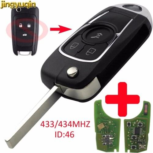 Jingyuqin Folding Flip Remote 3 Buttons Car Key for Chevrolet Cruze for Buick VAUXHALL OPEL Insignia Astra J Zafira C