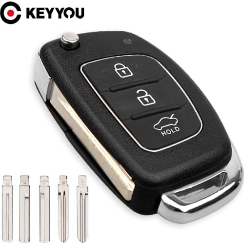 KEYYOU 15pcs 3 Buttons Flip Remote Key Fob Shell For Hyundai Accent SANTA FE IX35 IX45 I40 Folding Key Case Auto Replacement
