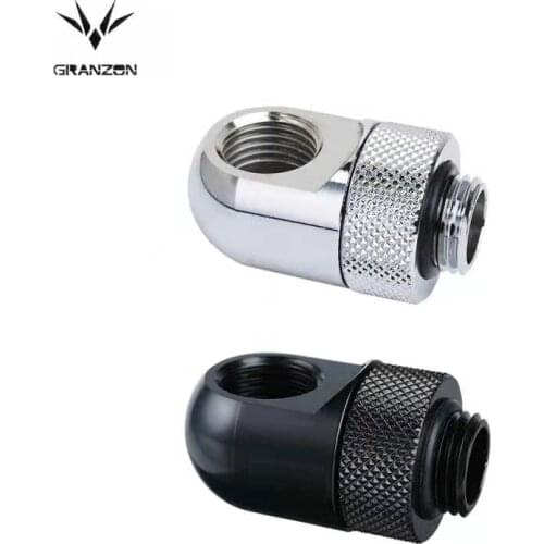 Bykski Granzon 90 Degree 360 Rotary Split Water Cooling Elbow Brass Fittings,G1/4" Connector, Black,Silver,GD-90