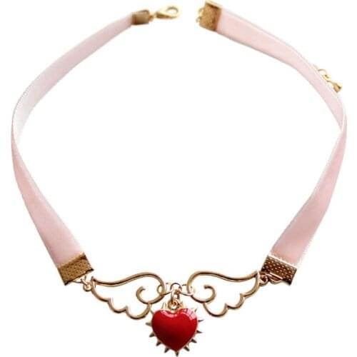 Fashion Harajuku Jewelry Cospaly cute kawaii Pendant Necklace Ribbon Enamel Angel Wing Star Heart Card Captor Sakura necklace