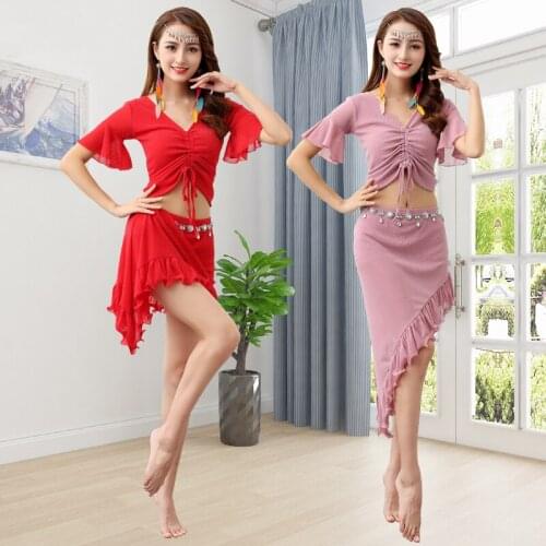 Fashion Belly Dance Costume Ruffle Belly-dance Performance Clothes Practice Wear Oriental Gypsy Bollywood Rave Outfit DC3969