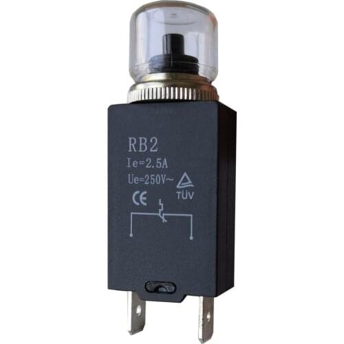 2 Pieces RB2 Thermal Protection Pushbutton Switch Overload Protector Overcurrent Protector Device Circuit Breaker AC 250V 2.5A