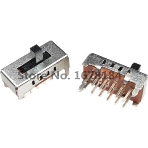 10Pcs SS-24D02G4 Toggle switch SS24D02G4 SS24D02 12Pin 2P4T Slide Switch Handle High 4MM