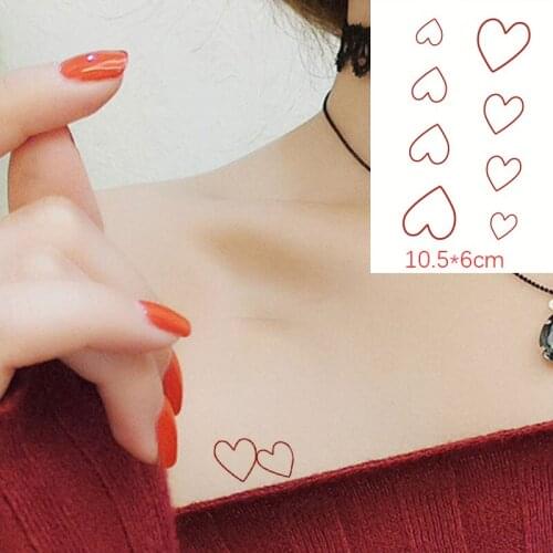 Water Transfer Tattoo Sticker Cute Red Stick Figure Heart Waterproof Temporary Tatoo Art Flash Fake Tatto for Woman Man Kids