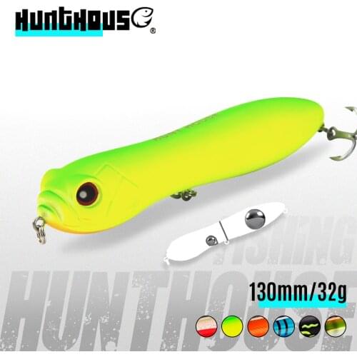 Hunthouse pencil fishing lure store topwater floating freshwater fishing lure 130mm 32g big rattle ball loud noise for bass fish