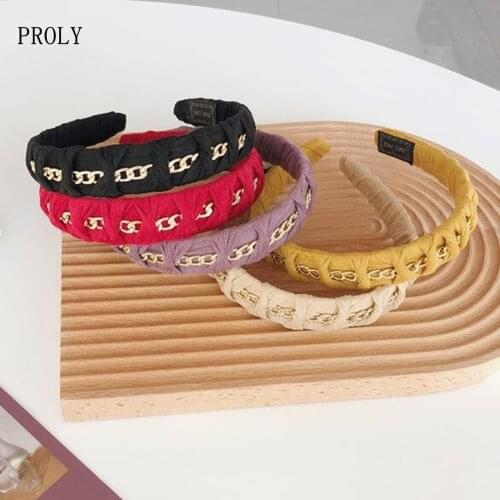 PROLY New Fashion Women Headband Handmade Entangled Hairband Adult Solid Color Headwear Casual Hair Accessories Wholesale