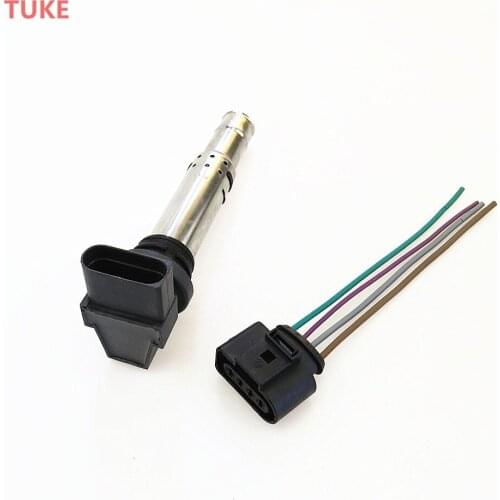 RWSYPL Spark Plug Ignition Coils + Connection Harness Adapter For Polo Passat Beetle Tiguan Golf MK5 036 905 715 F 1J0973724