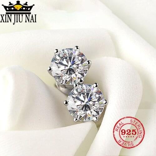 Six-claw sterling silver earrings one carat 50/ 80 minutes diamond men and women simple earrings womens luxury jewelry