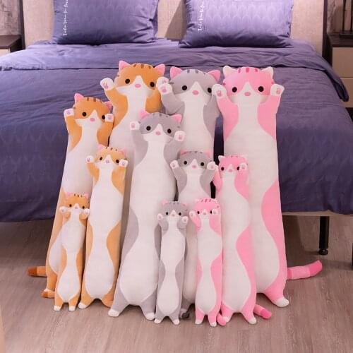 Nice Cute Soft Long Cat Boyfriend Pillow Plush Toys Stuffed Pause Office Nap Sleep Pillow Cushion Gift Doll for Kids Girls