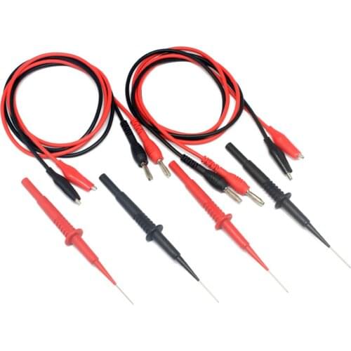 AideTek sharp hard stainless steel needle test leads for multimeter 600V max 1A 4mm alligator clip 80mm length 2P1080SET