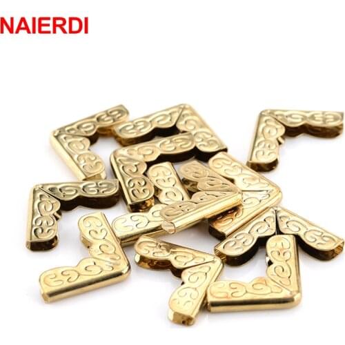 NAIERDI 100pcs Antique Brass Corner Brackets Metal Book Scrapbooking Notebook Albums Menus Folders Corner Protectors Bronze Tone