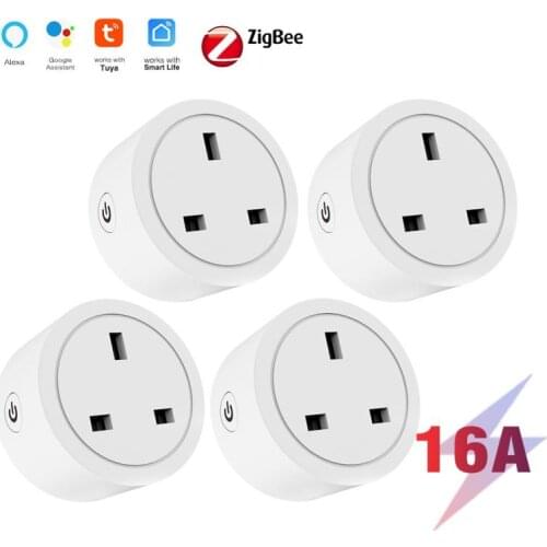 Tuya Zigbee 3.0 Smart Socket EU 16A WiFi Power Plug Outlet Voice Timer APP Remote Real-Time Monitoring Control Work With Alexa
