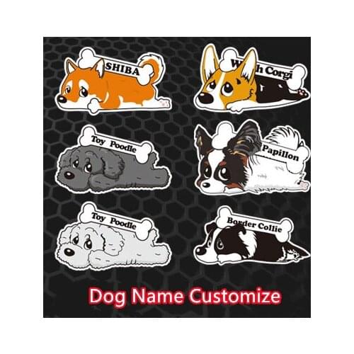 Dog Pet Name Customize Toy Poodle Shiba Inu Papillon Border Corgi Corgi Vinyl Graphics Sticker Car Vehicle Truck Decal