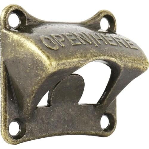 Vintage Bronze Wall Mounted Beer Wine Soda Bottle Cap Fixed Corkscrew Bar Decoration Accessories