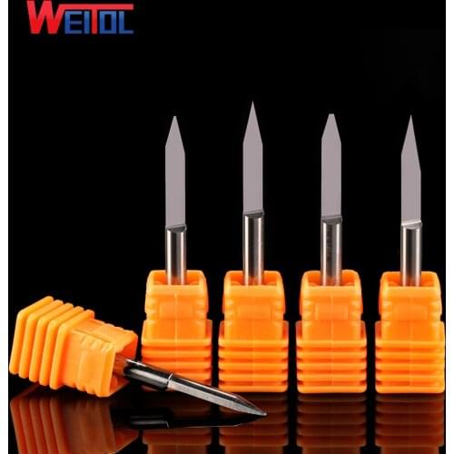 Weitol 5pcs free shipping 5A series 4mm flat bottom engraving bits CNC carving cutter solid carbide engraving tools router bits