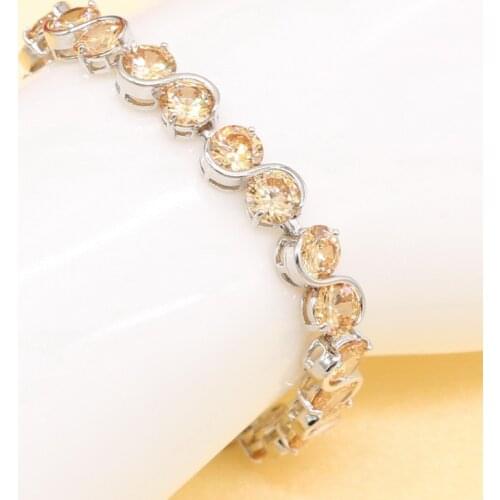 XUTAAYI Champagne New Trendy 2019 Cubic Zirconia Jewelry Silver Color Round Charm CZ Crystal Female Bracelets Bangles for Women