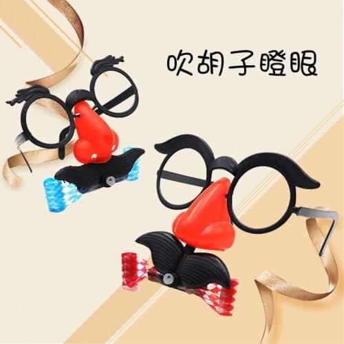 Tricky Creativity Blowing Beard Staring Funny Glasses Blowing Dragon Whistle Toy Horn