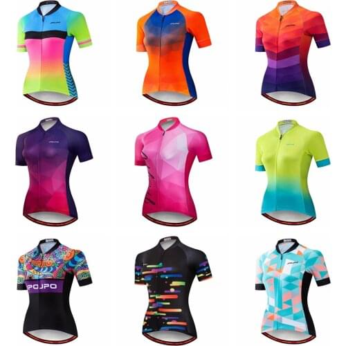 2021 Cycling Jersey Women Bike MTB Top Maillot Summer racing Road Mountain Shirt female lady Riding Clothing pink Fluorescence