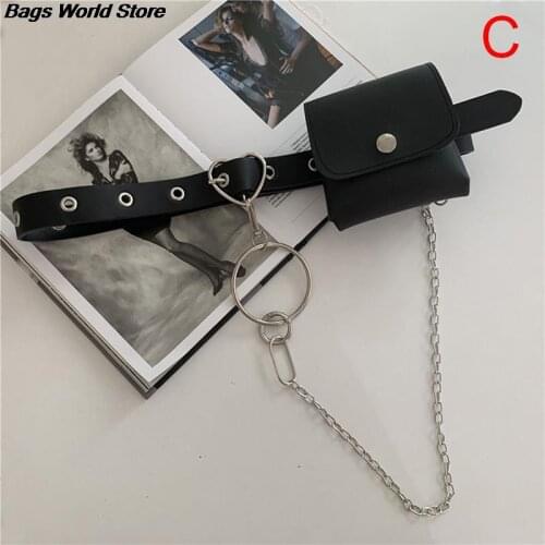 New Fashion Women Punk Chain Belt Adjustable Single Row Hole Pin Buckle Waist Belt Jeans Casual Female Decorative Waistband Bag