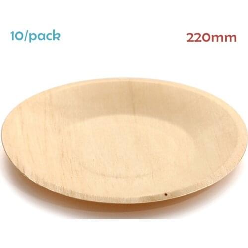 Promotion - Party Wedding Supplies Tableware Disposable Sushi/Salad/Dessert 220mm Round Wood Plate, 10/Pack