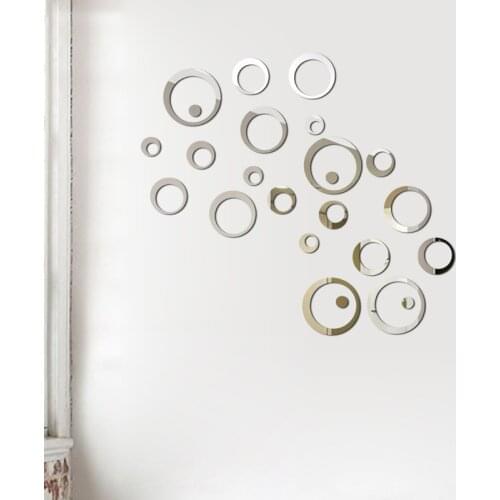 Blue Red Creative 3D Mirror Wall Sticker Round Mirror DIY TV Background Wall Stickers Bedroom Bathroom Home Decoration 24Pcs