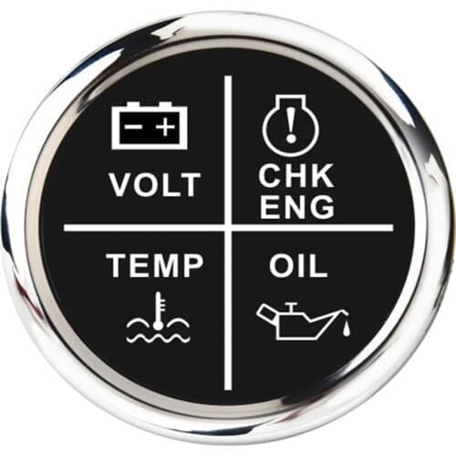 4 in 1 Led Voltmeter Oil Pressure Meter Water Temp Gauge Alarm Indicator With Check Engine For Car Motorcycle Boat Accessories