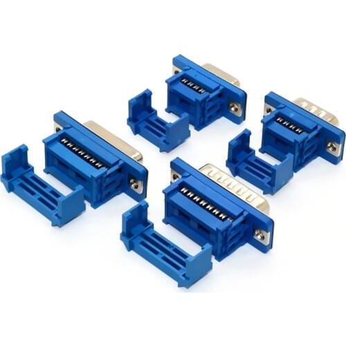5PCS DIDC Series DB9 DB15 DB25 DB37 Male/Female Blue Connector serial port socket connector IDC crimp type D-SUB RS232 Adapter