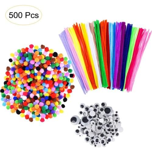 1Set 500pcs Chenille Stems Pipe Cleaners Kids Plush Educational Toys Handmade DIY Crafts Children Gifts Birthday Party Decor