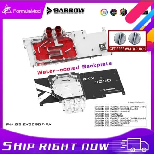 BARROW 3080 GPU Water Cooling Block Backplane For EVGA RTX3090 3080 FTW3 ULTRA , Active Water cooled Backplate , BS-EV3090F-PA B