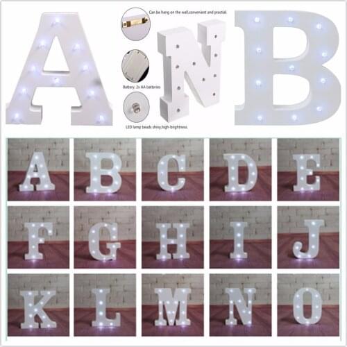White wood LED night letters letra luminosa wedding indoor wall desktop decoration for wedding birthday party lights A-Z
