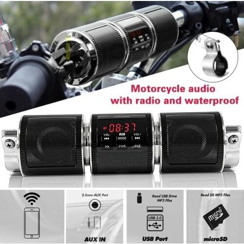 For Motorcycle Accessories 1 Set bluetooth Motorcycle Handlebar Audio Amplifier Stereo Speaker System Mp3 Usb 12V