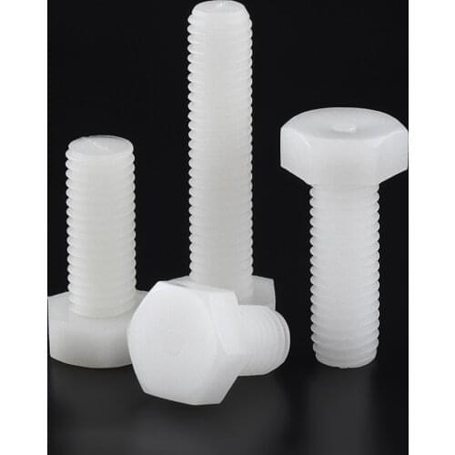 10PCS M10*15 20 25 30 35 40 45 50 60 70 80 100 Plastic External Outside Hex Hexagon Head Cap Screw Bolt M10x15 M10x20 M10x30