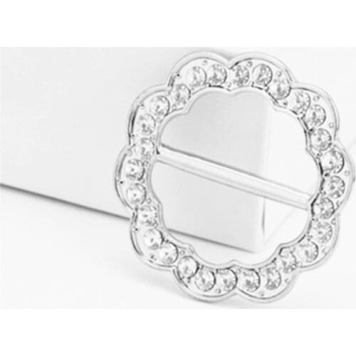 Lace Flower Brooches Crystal Brooch Shawl Ring Clip Scarves Fastener Silk Scarf Buckle Brooches For Woman Jewelry Accessories