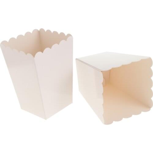 12pcs Pure White Movie Theater Popcorn Boxes Containers Paper Popcorn Bags