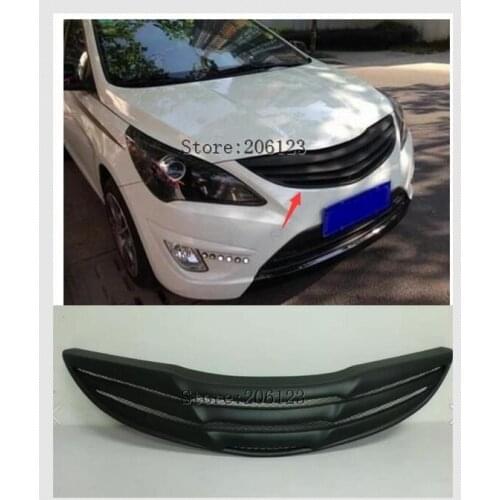 Black carbon fiber Front Grille Around Trim Racing Grills Trim For Hyundai Solaris 2009-2013