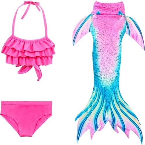 2021 Girls Swimmable Mermaid Tail Princess Dress Kids Holiday Mermaid Costume Cosplay Swimsuit Birthday Children Beach Clothes