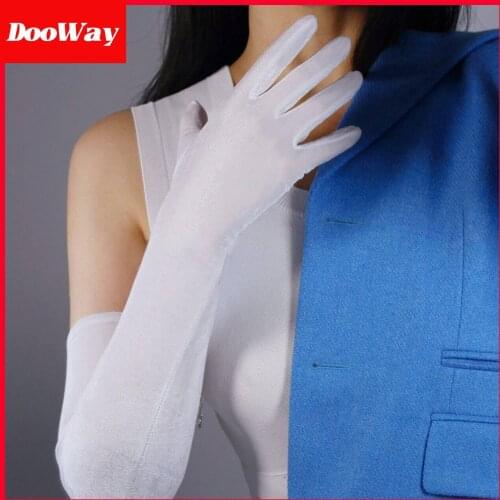 DooWay White 23-inch Velvet Long Gloves Touchscreen TECH Elastic Vintage Cosplay Prom Opera Party Ladies Gloves Mittens