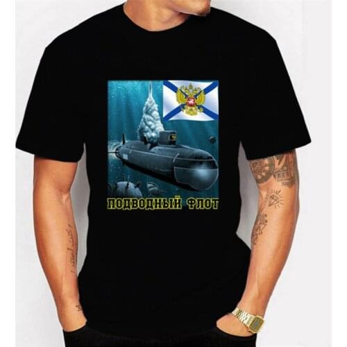 T-shirt submarine fleet Navy T-shirt army uniform Russian pattern printed cotton short sleeve mens top