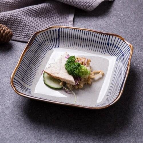 Japanese-style ceramic retro square plate personality household dish soup plate set plate characteristic restaurant hotel hotel