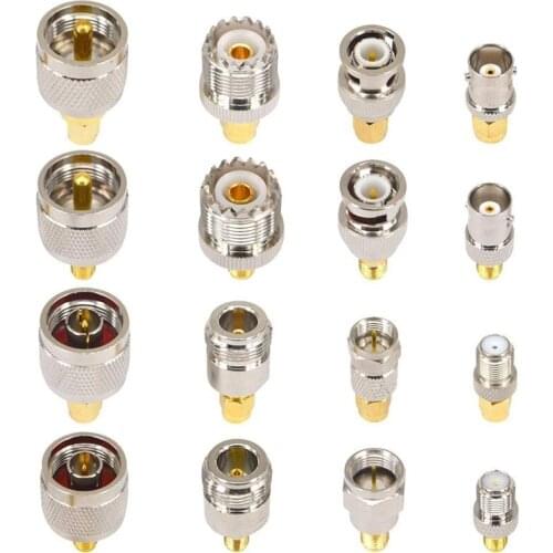 16PCS SMA Connector Kit SMA To BNC/UHF/N-Type/F-Type Male To Female Connectors RF Coaxial Antenna Adapter